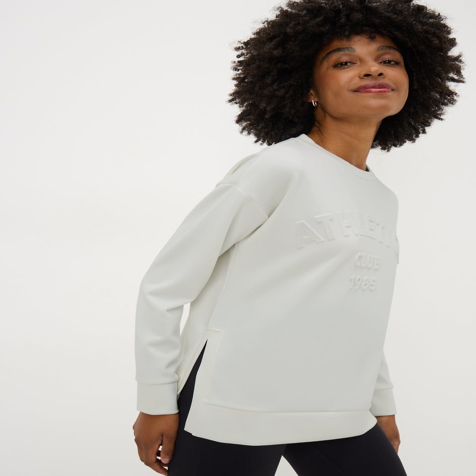 Souluxe Cream Athletics Slogan Embossed Sweatshirt