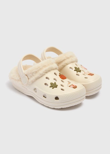 Kids Cream Autumn Badge Clogs (Younger 4/5-Older 5-6)