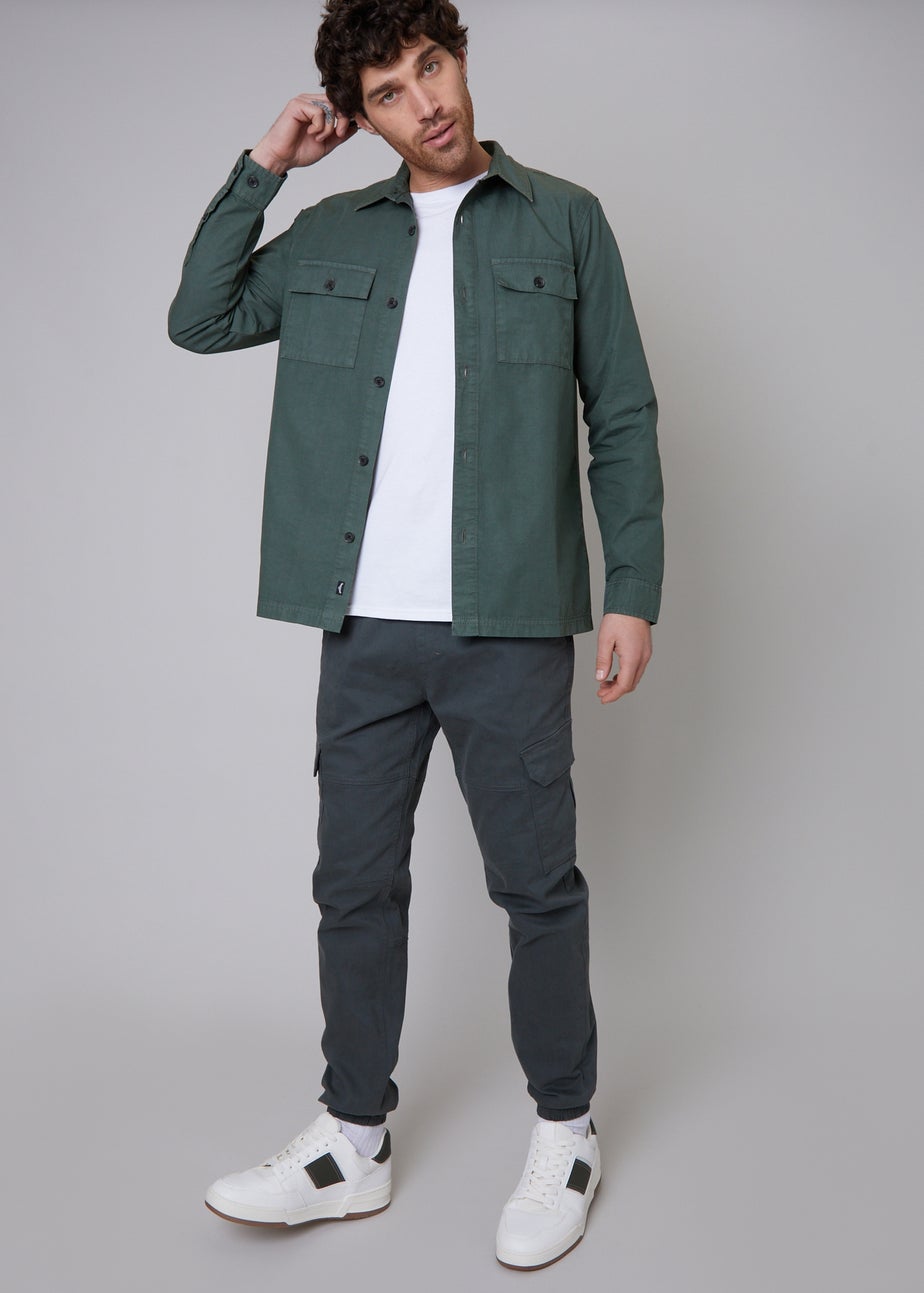 Threadbare Dark Grey Lightweight Cotton Shacket