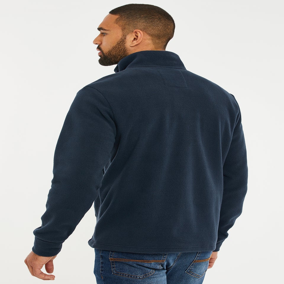 Threadbare Navy Quarter Zip Quilted Fleece Jumper
