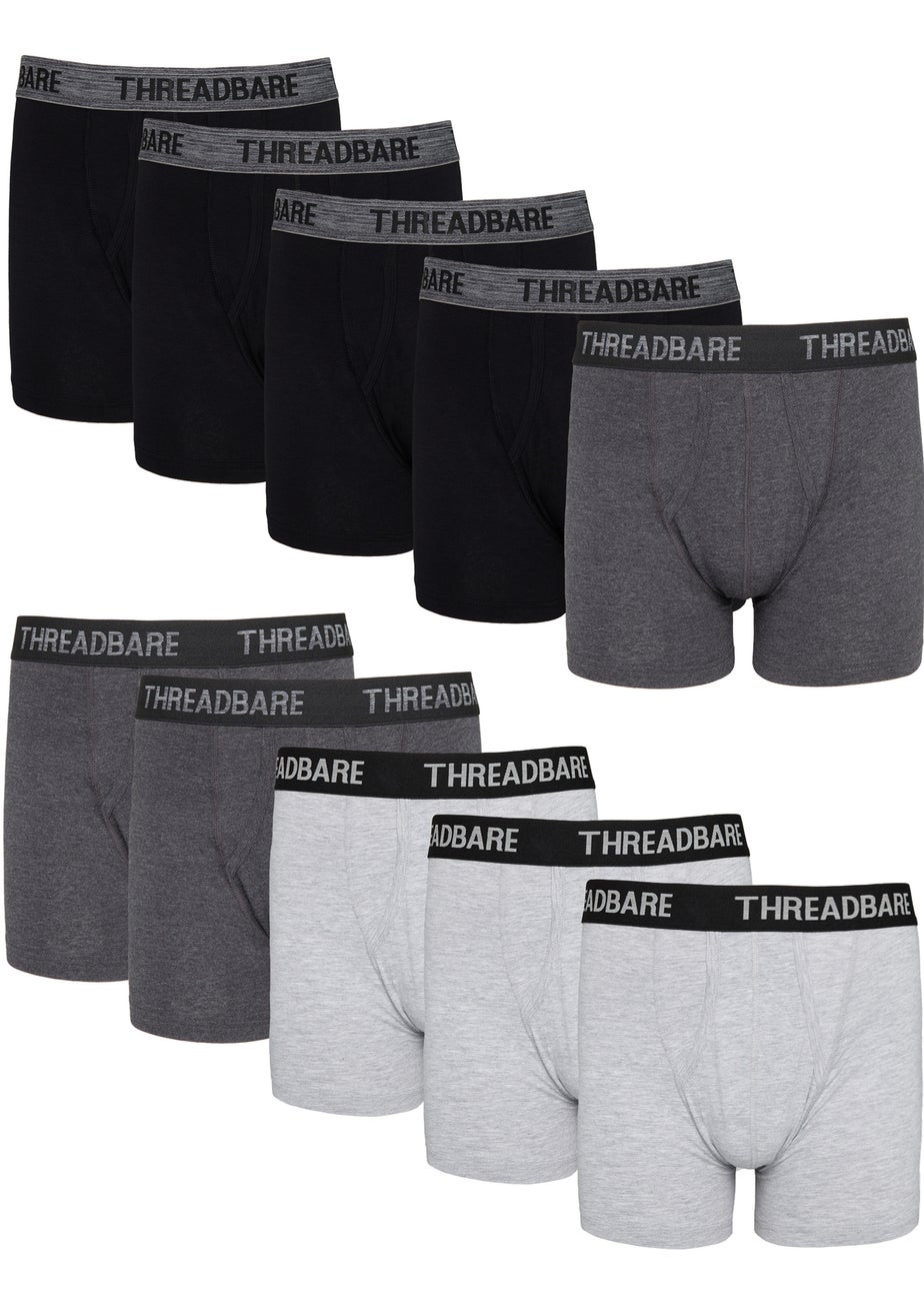 Threadbare Black 10 Pack A-Front Trunks