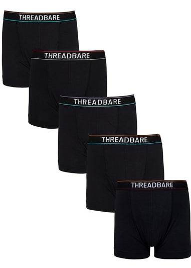 Threadbare Black 5 Pack Hipster Boxers
