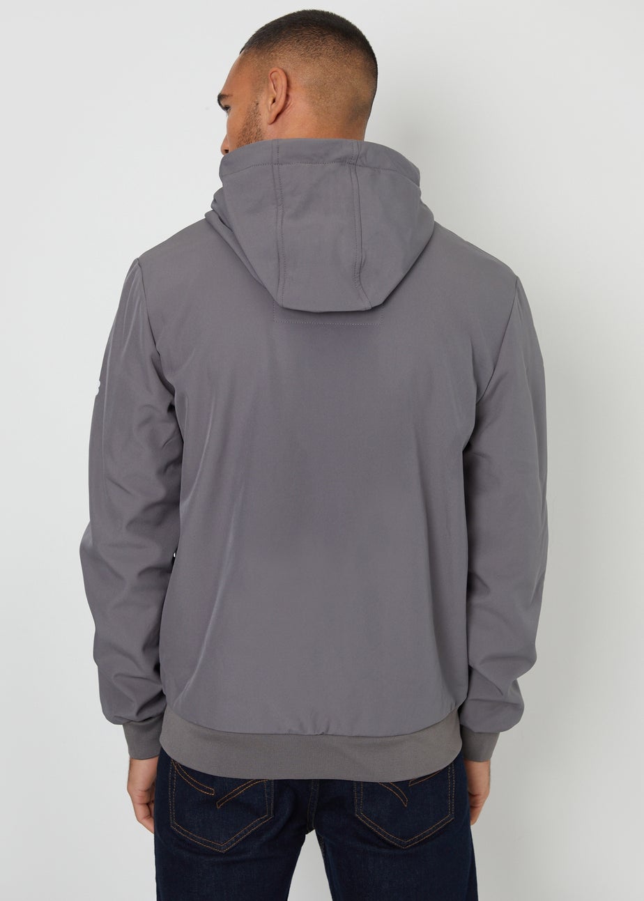 Threadbare Dark Grey Hooded Lightweight Jacket With Stretch