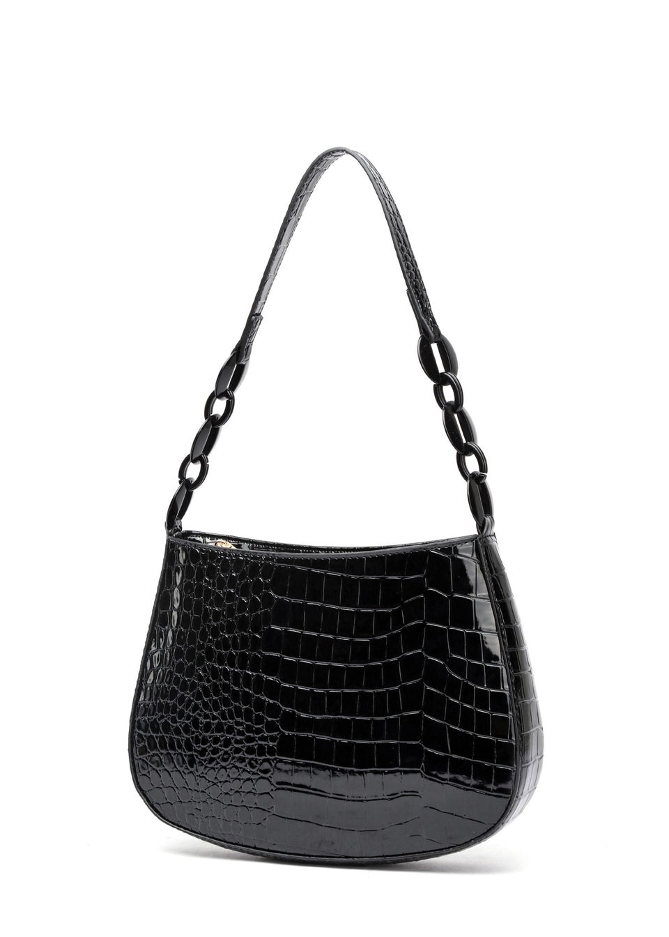 Raffaella Black Croco Shoulder Bag