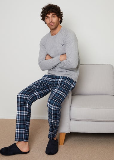 Threadbare Grey Cotton Rich Check Pyjama Set