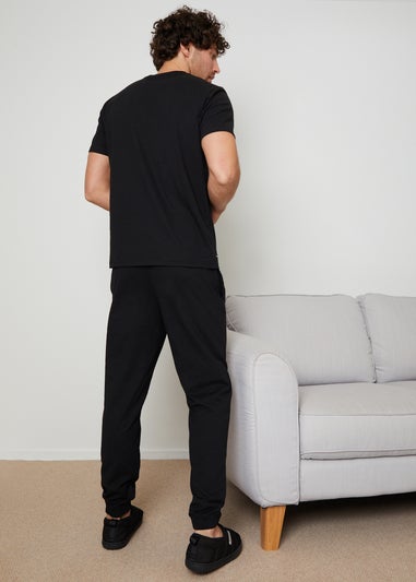 Threadbare Black Elton Cotton Blend Jersey Pyjama Set