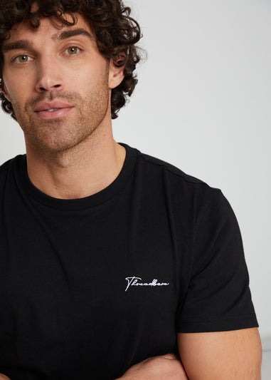 Threadbare Black Elton Cotton Blend Jersey Pyjama Set