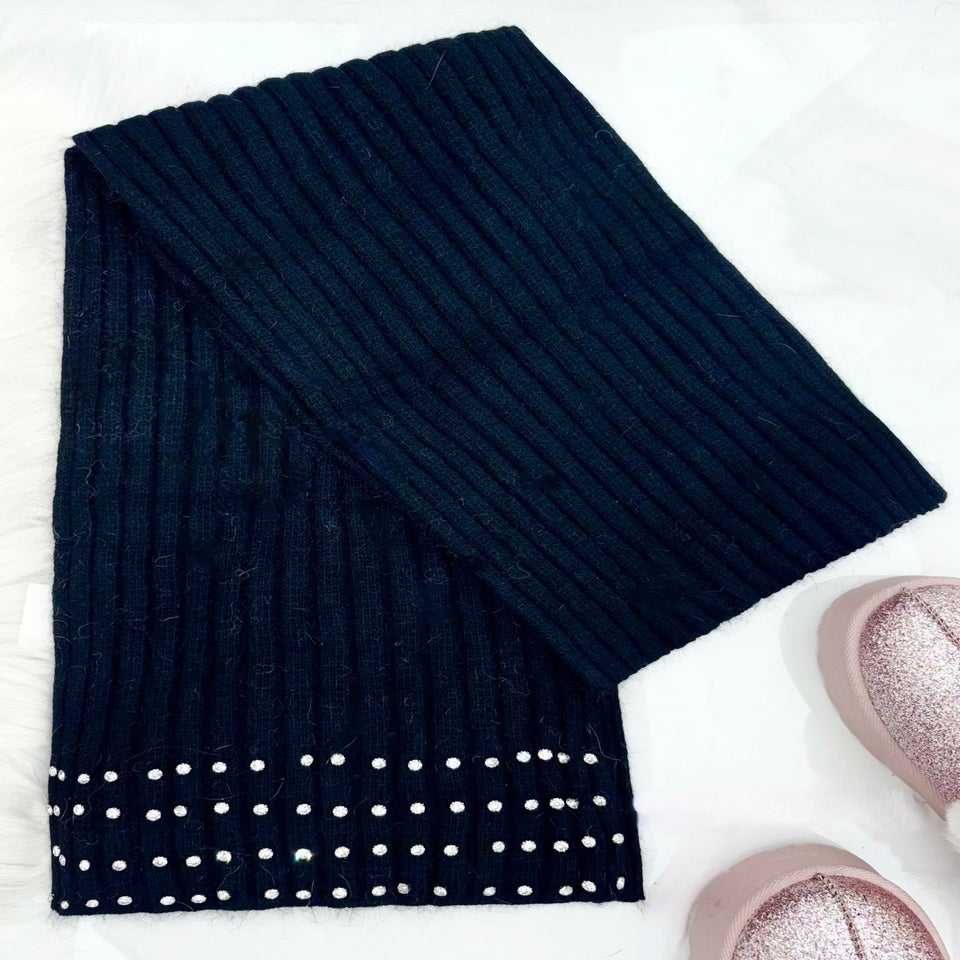 Love Lemonade Black Crystal Luxe Knitted Scarf