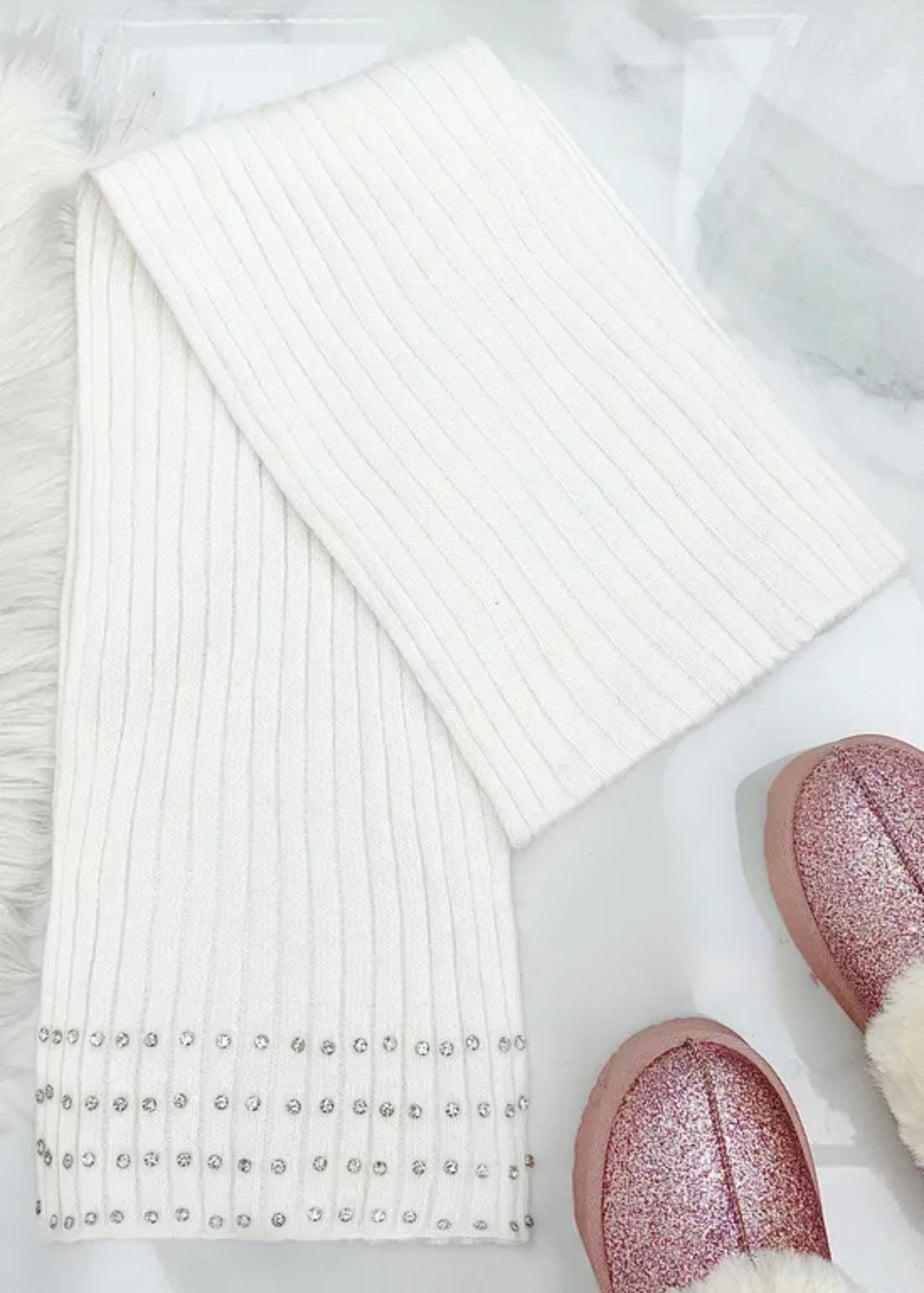 Love Lemonade White Crystal Luxe Knitted Scarf