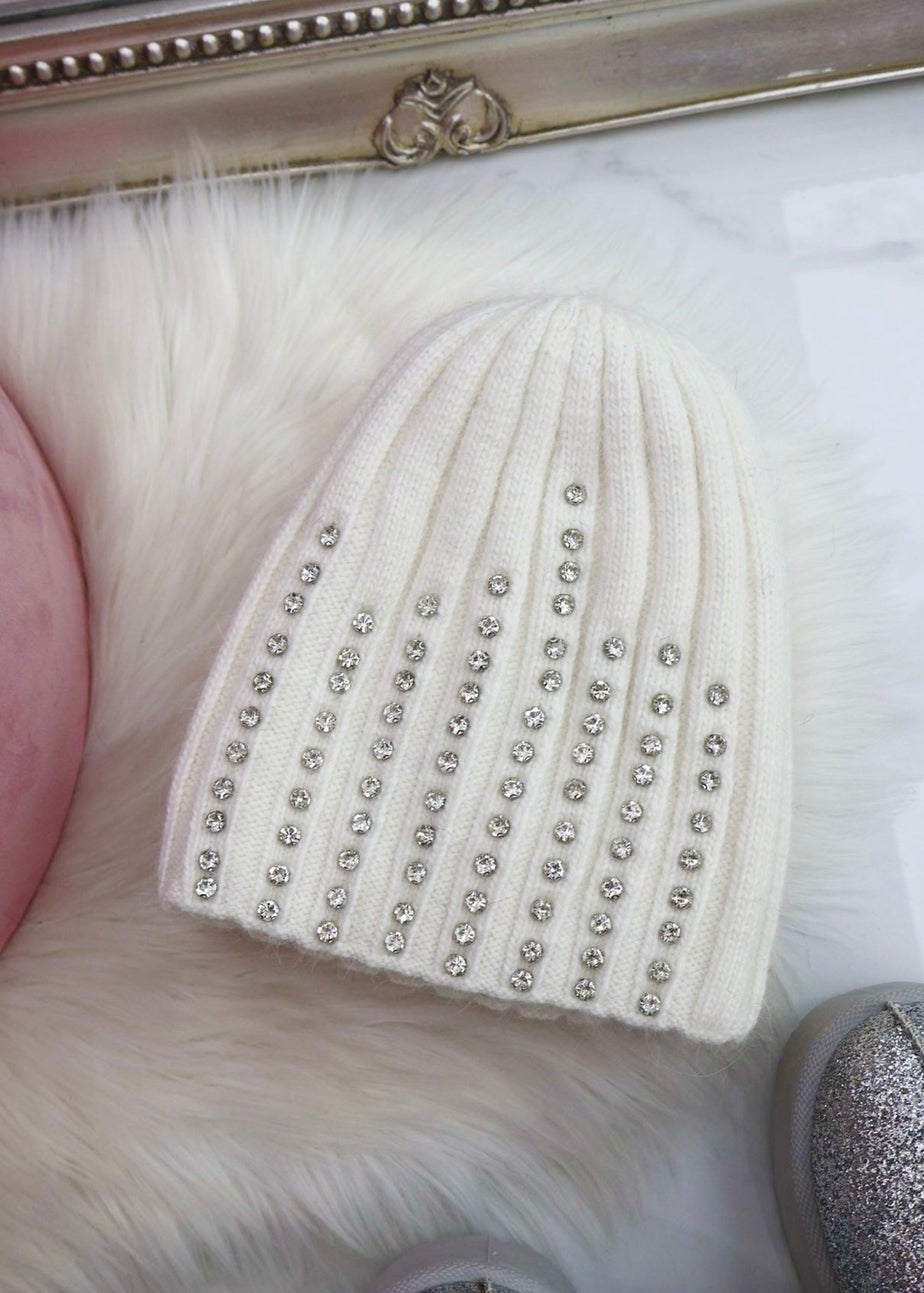 Love Lemonade White Crystal Luxe Knitted Beanie Hat