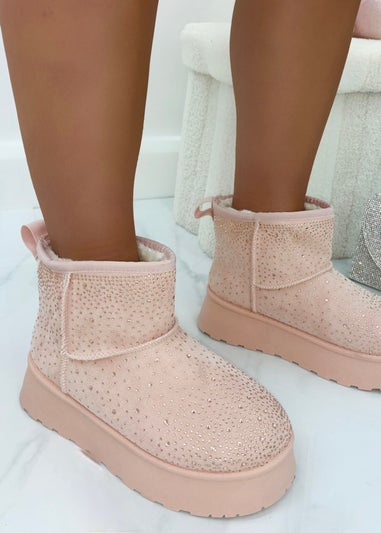 Love Lemonade Pink Sparkly Rhinestone Snugg Mini Boots