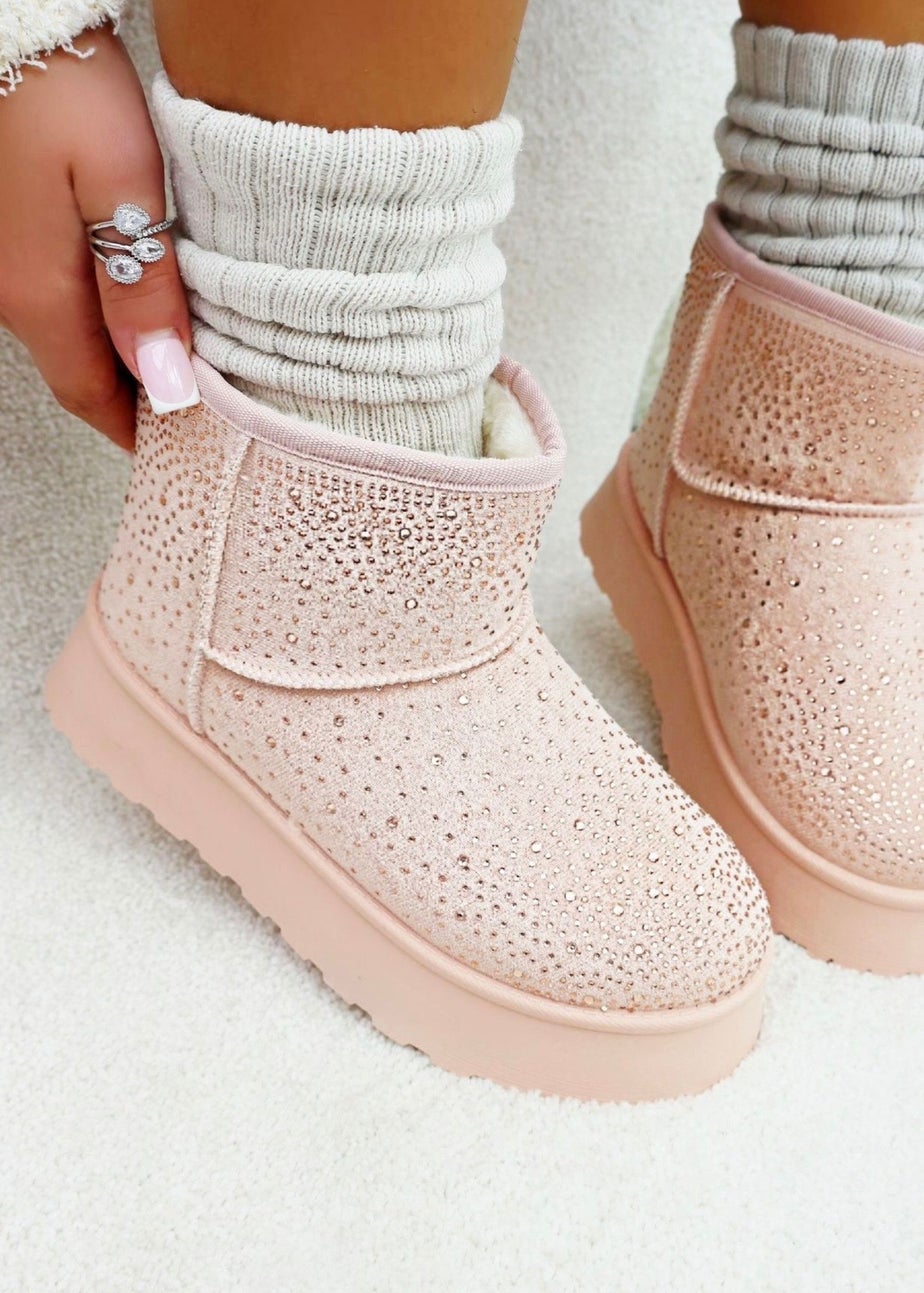 Love Lemonade Pink Sparkly Rhinestone Snugg Mini Boots