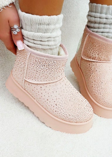 Love Lemonade Pink Sparkly Rhinestone Snugg Mini Boots