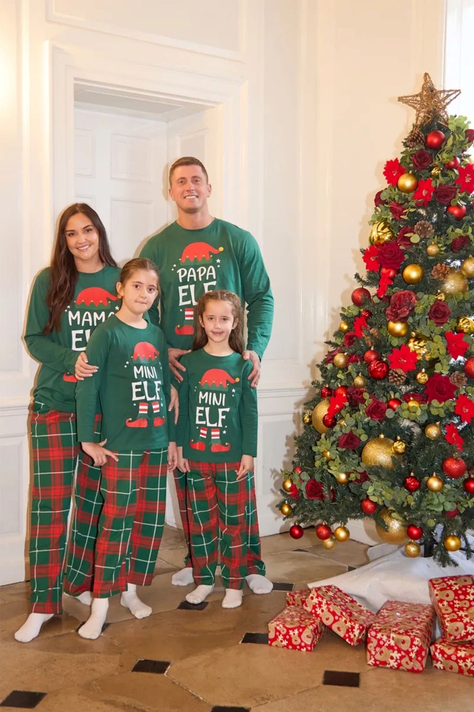 In The Style Green Elf Print Matching Family Pyjama Set