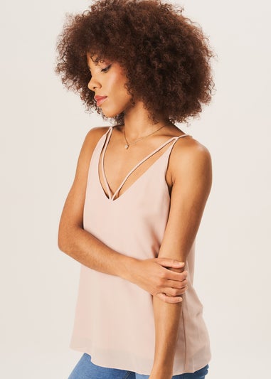 Gini London Beige Plain Strappy Cami Top