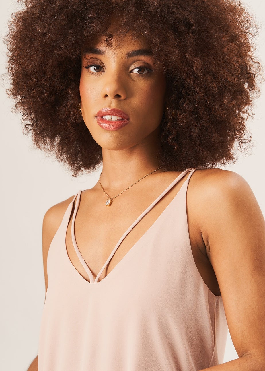 Gini London Beige Plain Strappy Cami Top