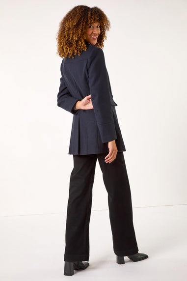 Roman Midnight Blue Double Breasted Longline Coat