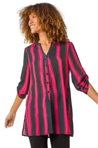 Roman Red Linear Print Longline Blouse