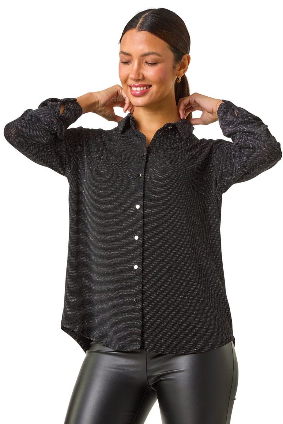 Roman Silver Shimmer Glitter Blouse