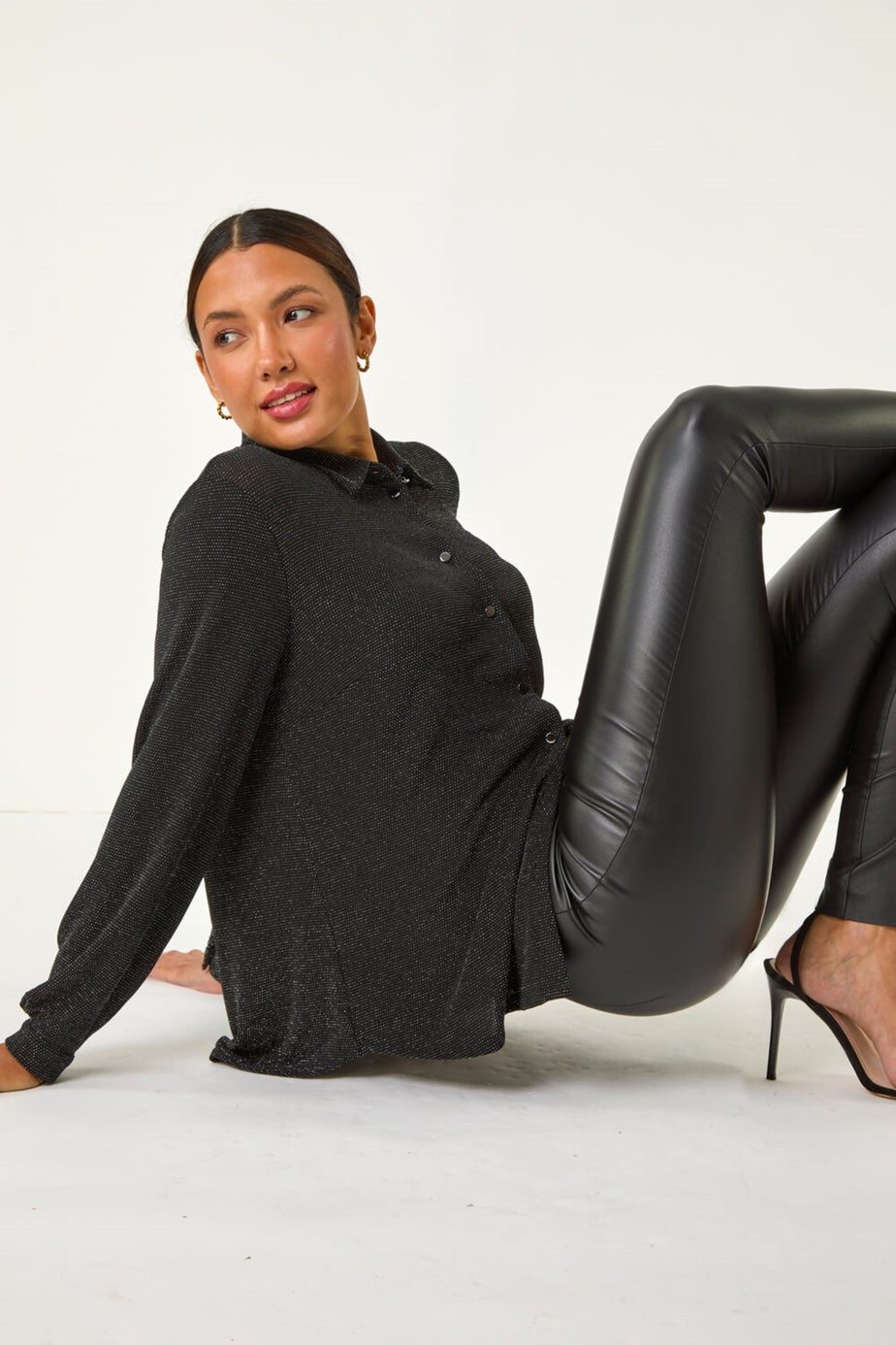 Roman Silver Shimmer Glitter Blouse