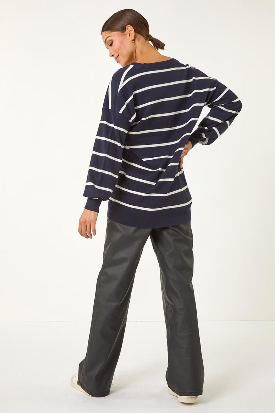 Roman Navy Stripe Print Knitted Jumper