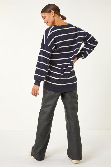 Roman Navy Stripe Print Knitted Jumper