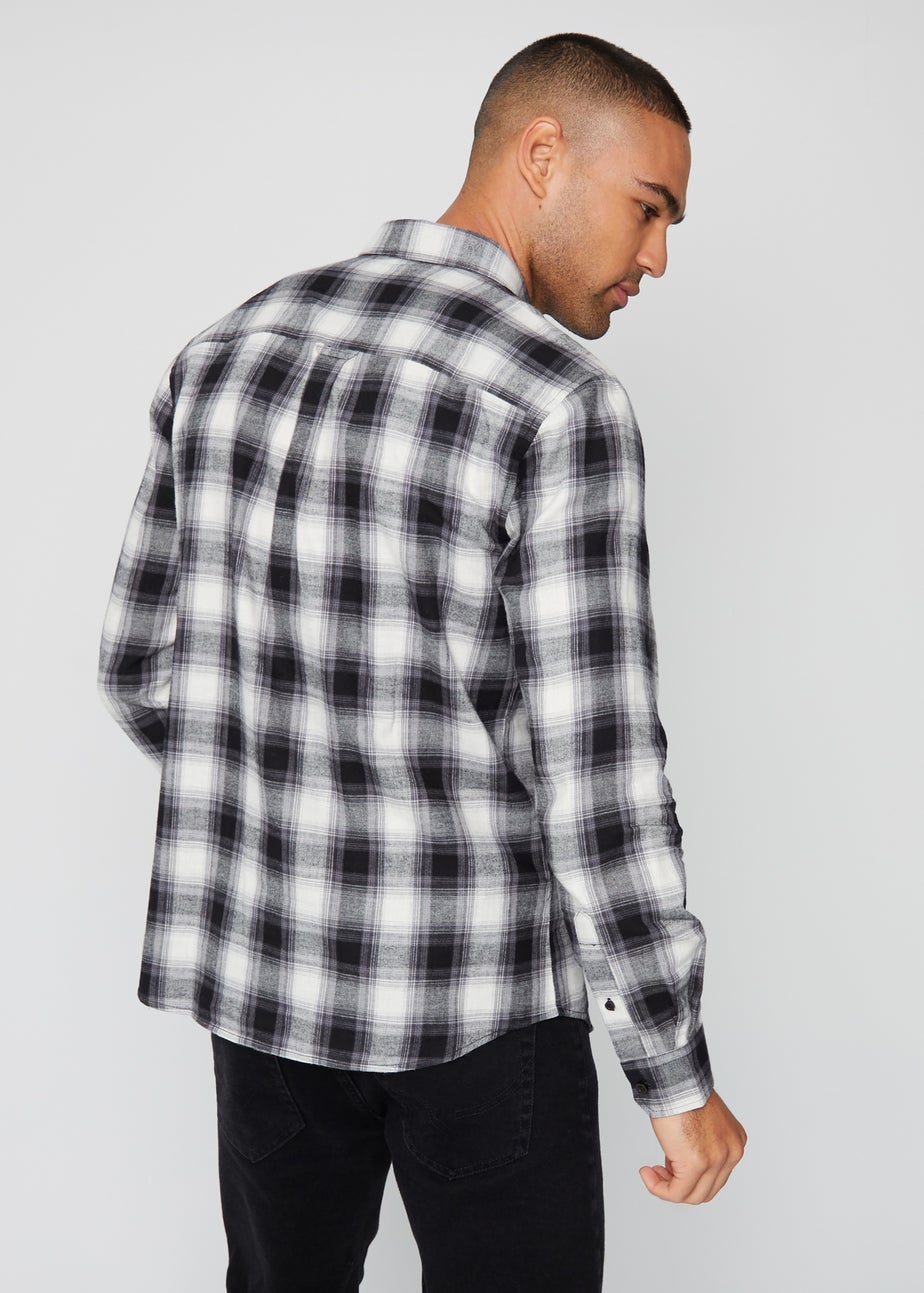 Threadbare Black Flannel Long Sleeve Check Shirts 2-Pack