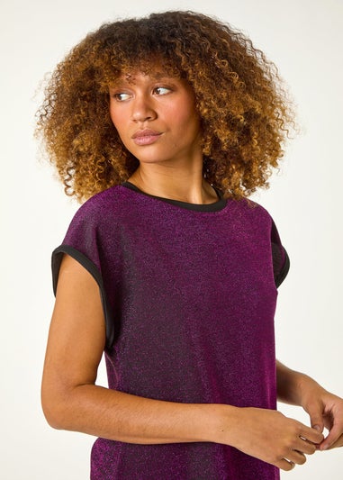 Roman Purple Metallic Glitter Stretch T-Shirt
