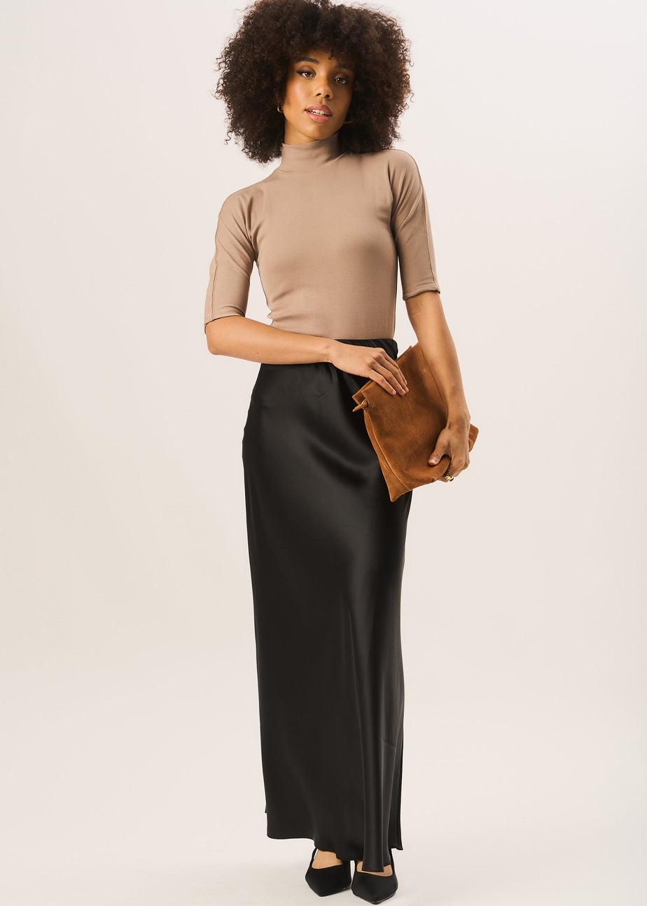 Gini London Black Bias Maxi Skirt