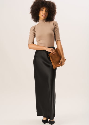 Gini London Black Bias Maxi Skirt