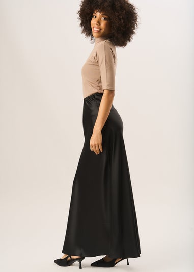 Gini London Black Bias Maxi Skirt