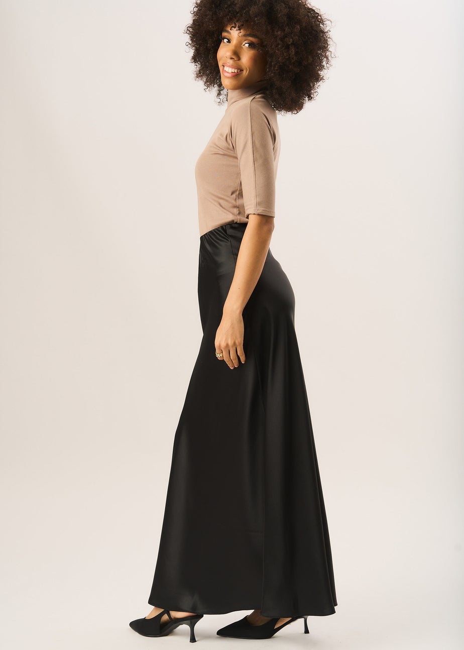 Gini London Black Bias Maxi Skirt