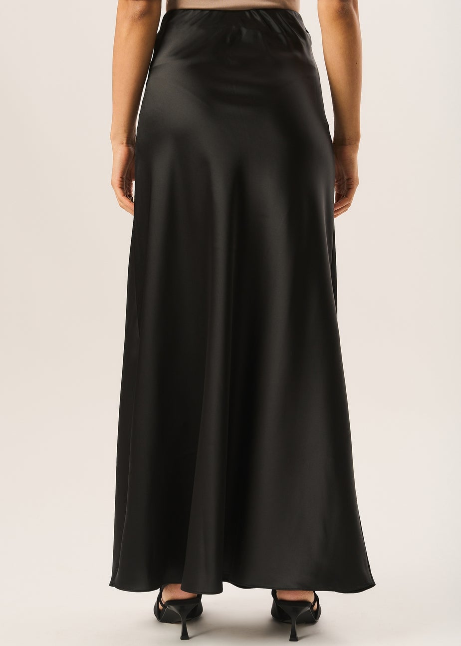 Gini London Black Bias Maxi Skirt