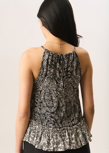 Gini London Blue Halter Neck Peplum Top