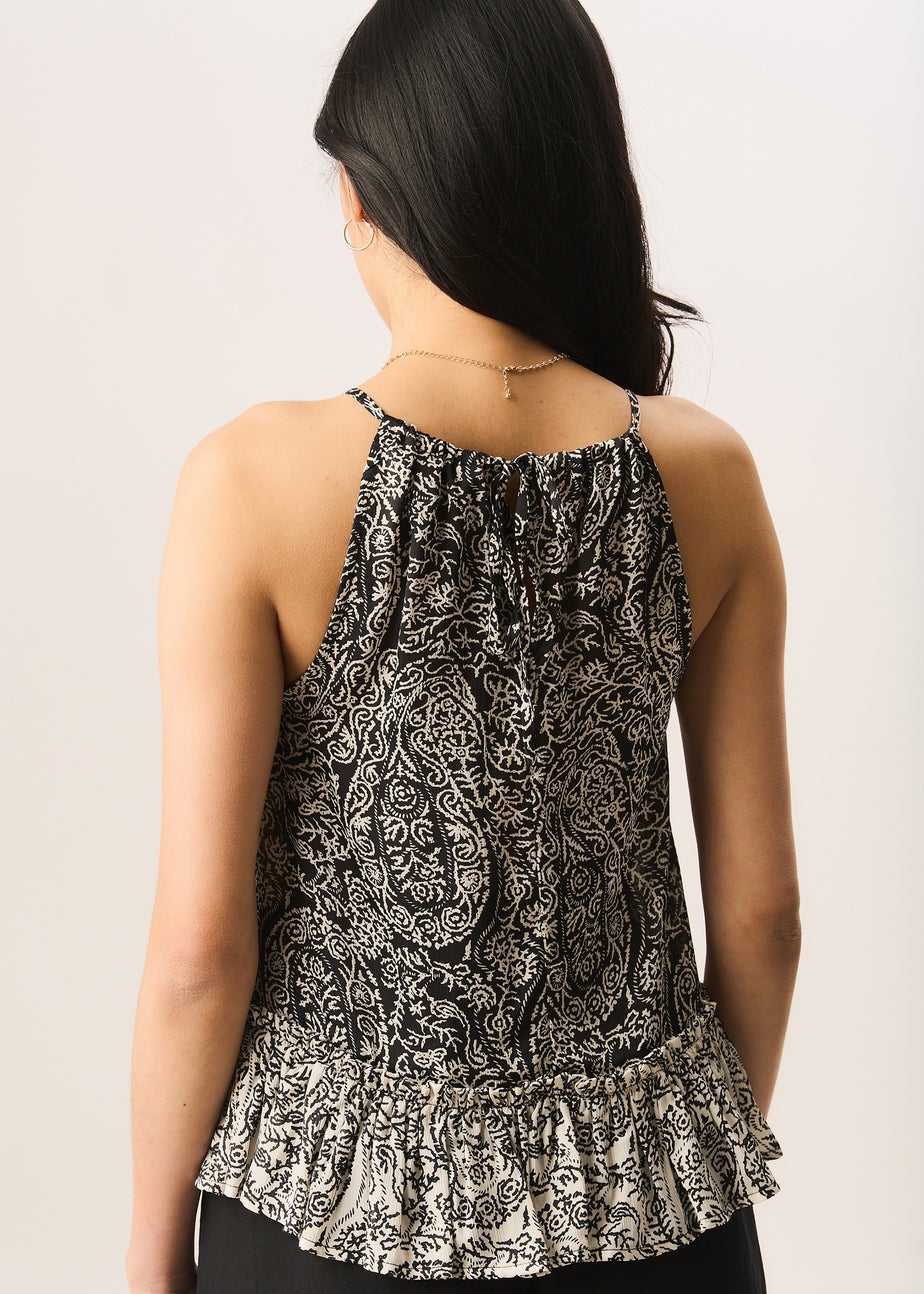 Gini London Blue Halter Neck Peplum Top