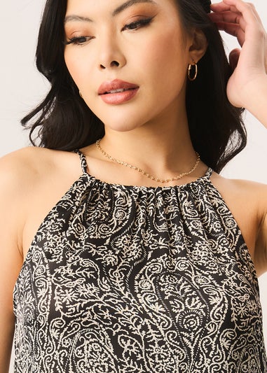 Gini London Blue Halter Neck Peplum Top