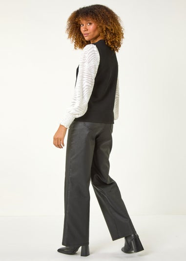 Roman Black 2 in 1 Animal Sleeve Top