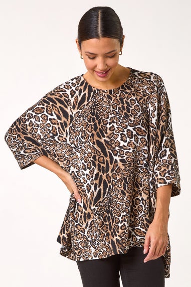 Roman Natural Snit Animal Print Top