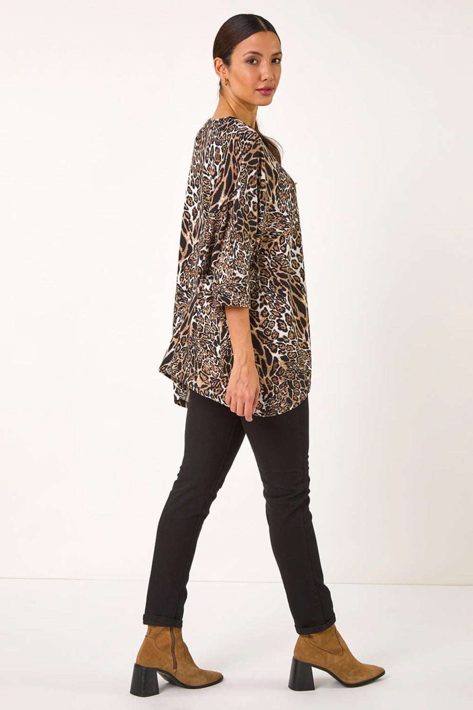 Roman Natural Snit Animal Print Top