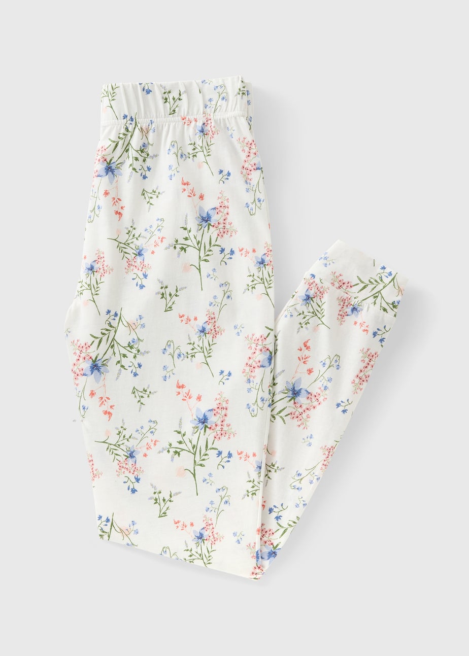 Cream Floral Cuffed Pyjama Bottoms