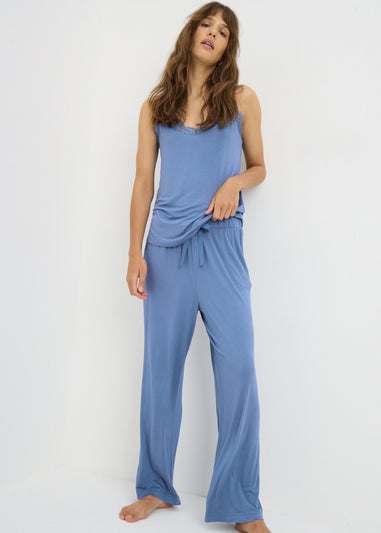 Blue Wide Leg Pyjama Bottoms