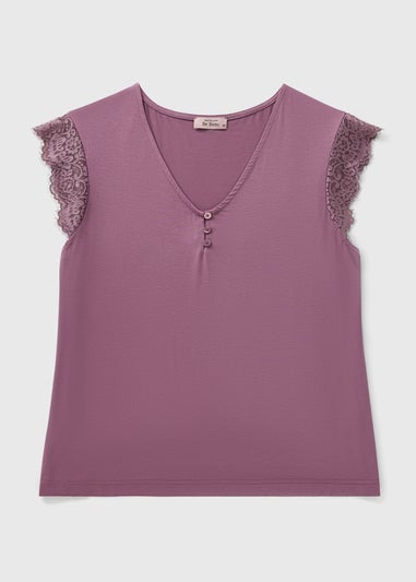 Plum Lace Henley Pyjama Top