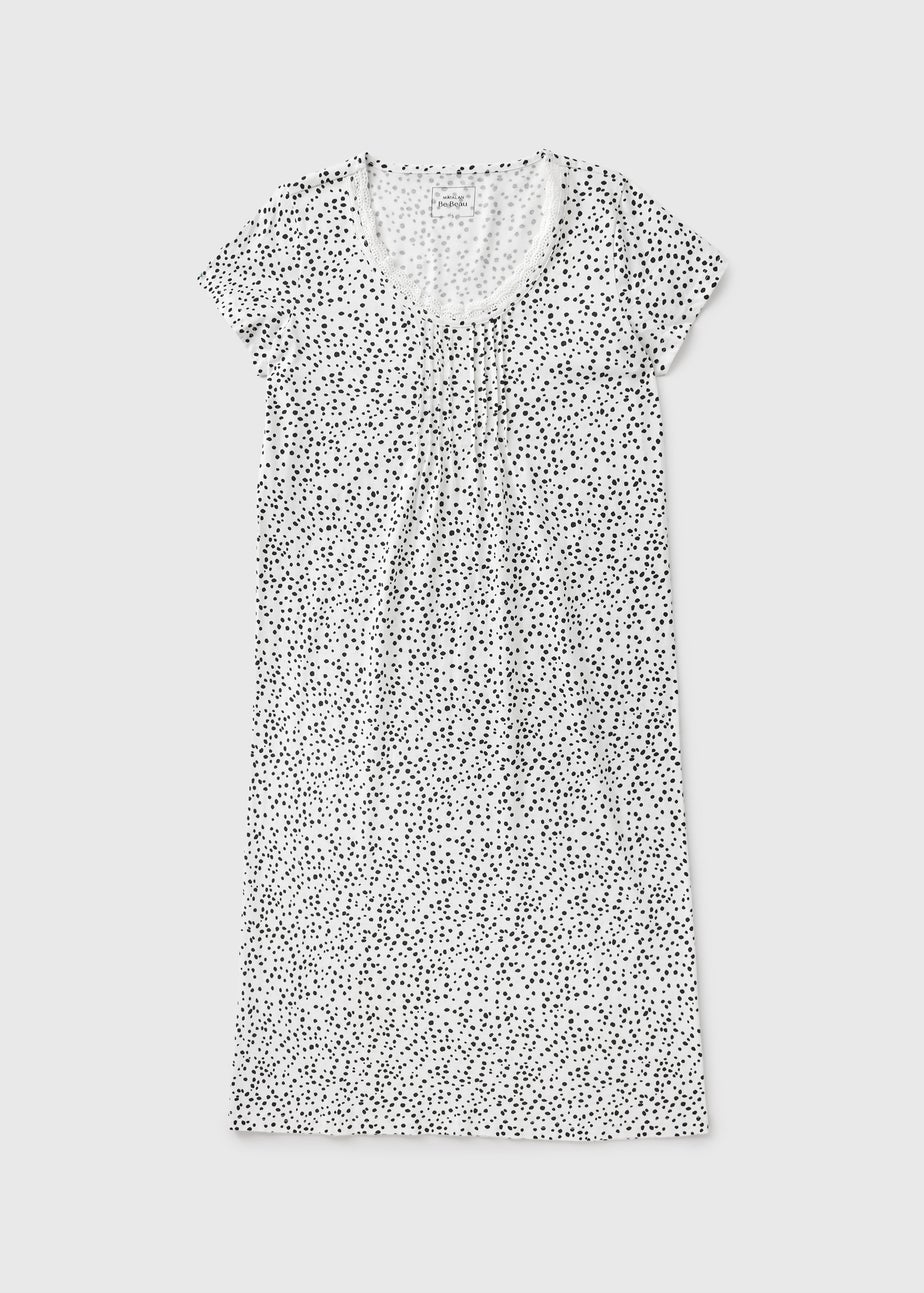 Cream Spot Print Lace Nightie