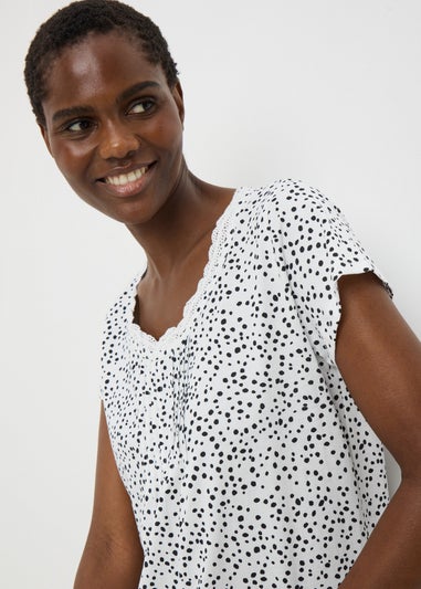 Cream Spot Print Lace Nightie