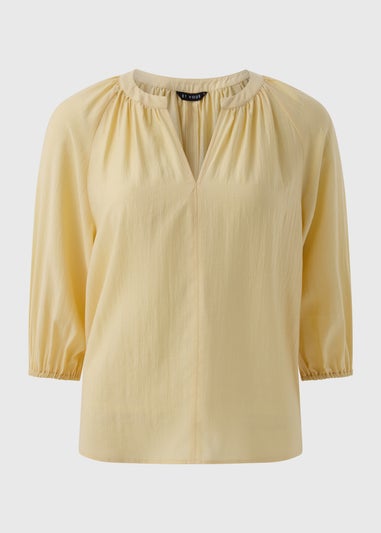 Et Vous Yellow 3/4 Sleeve V Neck Blouse