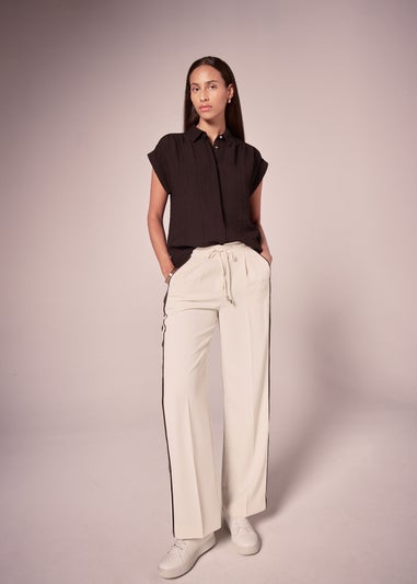 Et Vous Brown Textured Button Blouse