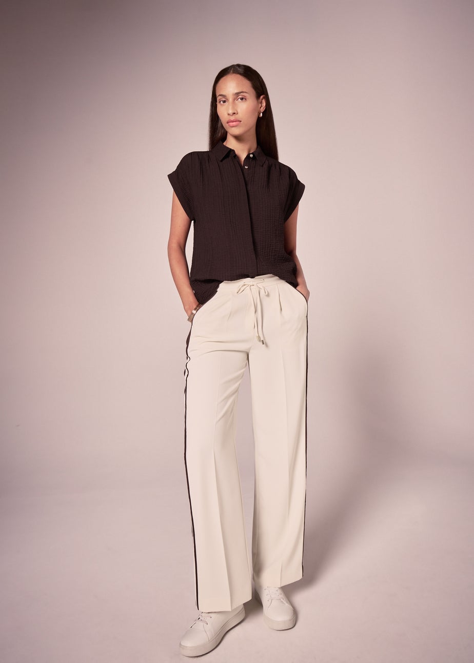 Et Vous Brown Textured Button Blouse