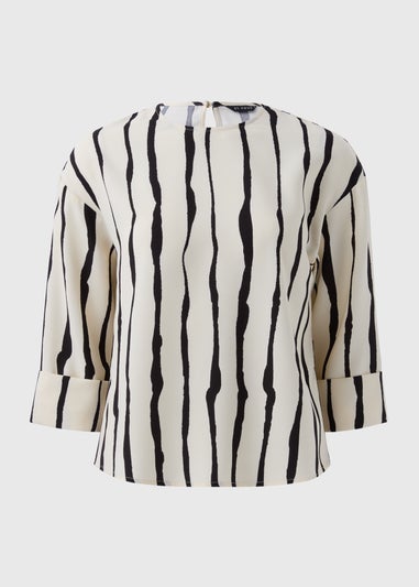 Et Vous Cream Black Stipe 3/4 Sleeve Box Tops