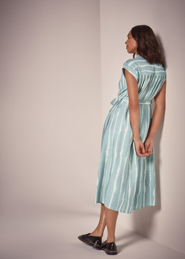 Et Vous Sage Stripe Midi Shirt Dress