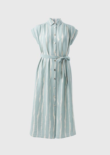 Et Vous Sage Stripe Midi Shirt Dress